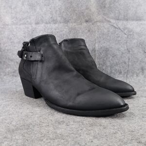 Dolce Vita Shoes Womens 9 Booties Fashion Biker Moto Black Leather Strap Pointy